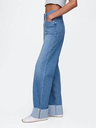 Lockere Jeans im 90er-Stil mit mittelhohem Bund und Umschlag