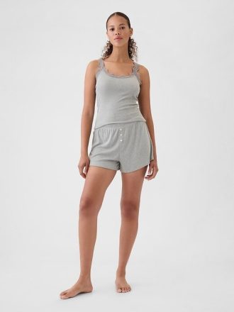 Lockere Pyjama-Shorts mit Mini-Ripp