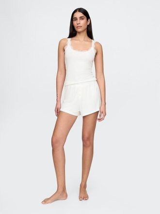 Lockere Pyjama-Shorts mit Mini-Ripp