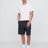 Lockere Zimmermannsshorts aus Denim mit Streifen im 90er-Jahre-Stil Lockere Zimmermannsshorts aus Denim mit Streifen im 90er-Jahre-Stil