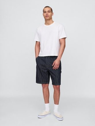 Lockere Zimmermannsshorts aus Denim mit Streifen im 90er-Jahre-Stil