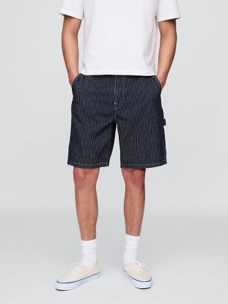 Lockere Zimmermannsshorts aus Denim mit Streifen im 90er-Jahre-Stil