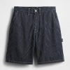 Lockere Zimmermannsshorts aus Denim mit Streifen im 90er-Jahre-Stil Lockere Zimmermannsshorts aus Denim mit Streifen im 90er-Jahre-Stil