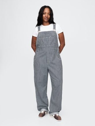 Lockerer Overall aus gestreiftem Denim