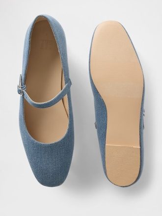 Mary-Jane-Ballerinas aus Denim