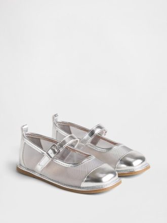 Mary Jane-Ballerinas aus Metallic-Mesh für Kleinkinder