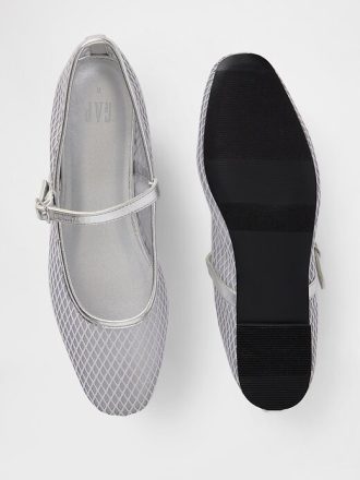 Mary Jane-Ballerinas aus Netzstoff