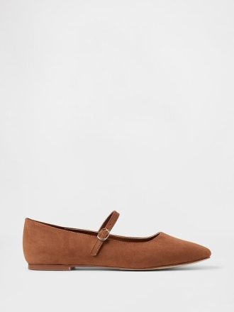 Mary Jane Flats aus veganem Wildleder