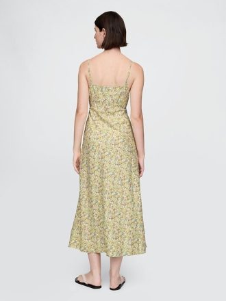 Maxi-Slip-Kleid aus Leinenmischung