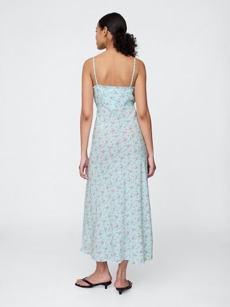 Maxi-Slip-Kleid mit Rüschenbesatz