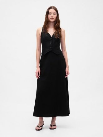 Maxi-Westenkleid aus Leinenmischung