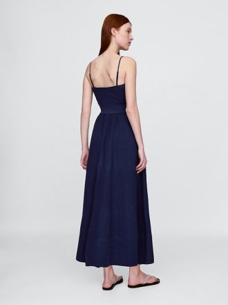 Maxikleid aus Baumwollgaze mit gemischten Materialien
