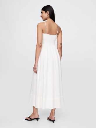 Maxikleid aus Baumwollgaze mit gemischten Materialien