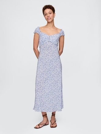 Maxikleid aus Crêpe mit Herzausschnitt