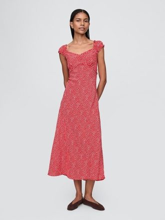 Maxikleid aus Crêpe mit Herzausschnitt