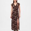 Maxikleid aus Crêpe mit V-Ausschnitt und Spitzenbesatz Maxikleid aus Crêpe mit V-Ausschnitt und Spitzenbesatz