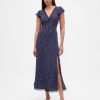 Maxikleid aus Crêpe mit V-Ausschnitt und Spitzenbesatz Maxikleid aus Crêpe mit V-Ausschnitt und Spitzenbesatz
