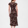 Maxikleid aus Crêpe mit V-Ausschnitt und Spitzenbesatz Maxikleid aus Crêpe mit V-Ausschnitt und Spitzenbesatz
