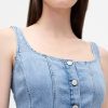 Maxikleid aus Denim mit Knopfleiste und Nähten Maxikleid aus Denim mit Knopfleiste und Nähten