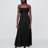 Maxikleid aus Leinenmischung mit gerafftem Oberteil Maxikleid aus Leinenmischung mit gerafftem Oberteil