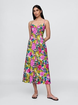 Maxikleid mit Blumenmuster und V-Ausschnitt