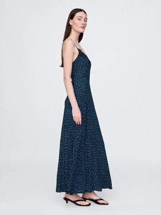 Maxikleid mit Herzausschnitt und Krepp-Spitzenbesatz