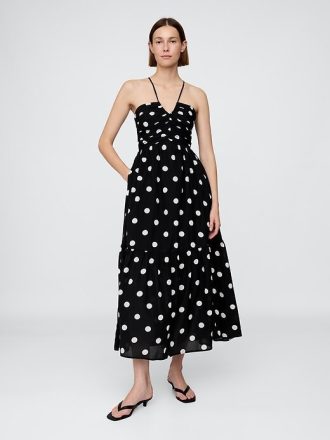 Maxikleid mit Neckholder und gerafftem Oberteil