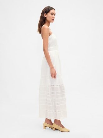 Maxikleid mit Spitzenbesatz