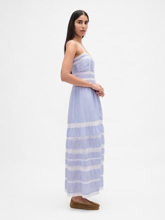 Maxikleid mit Spitzenbesatz