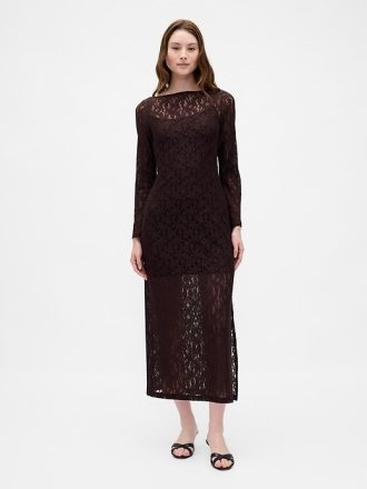 Maxikleid mit Spitzenärmeln