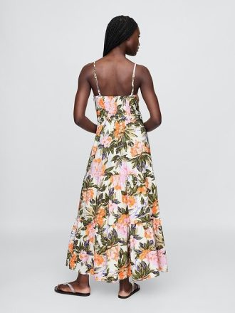 Maxikleid mit Stufendesign und Bindeband vorn