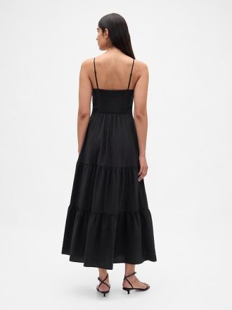 Maxikleid mit Stufendesign und Bindeband vorn
