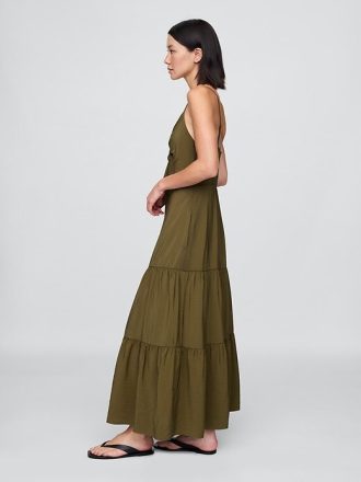 Maxikleid mit Stufendesign und Bindeband vorn