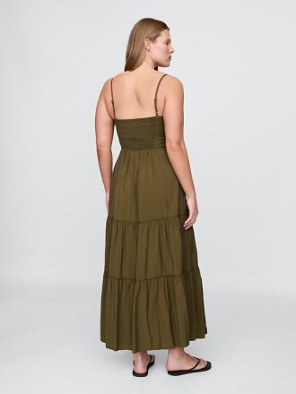 Maxikleid mit Stufendesign und Bindeband vorn