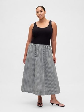 Maxikleid mit tiefer Taille aus Mischgewebe