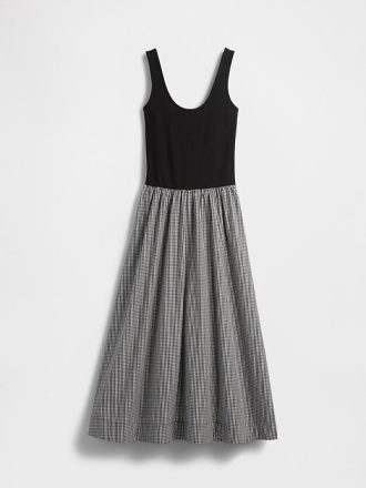 Maxikleid mit tiefer Taille aus Mischgewebe