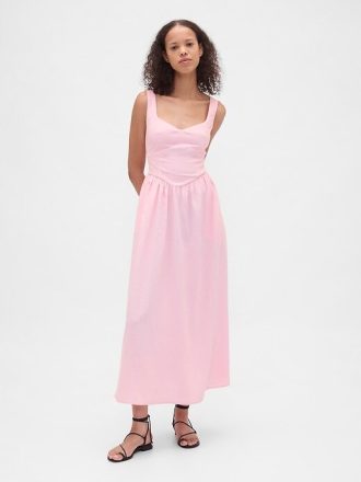 Maxikleid mit tiefer Taille und Nähten