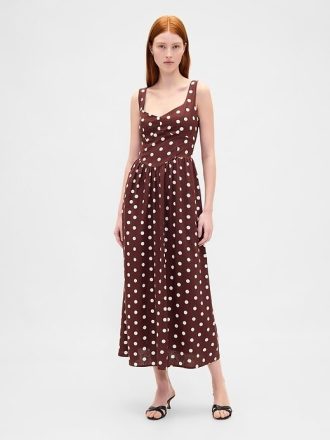 Maxikleid mit tiefer Taille und Nähten