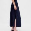 Maxirock aus Popeline mit tiefer Taille