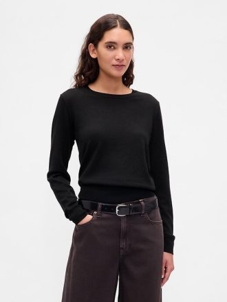 Merino-Pullover mit Rundhalsausschnitt