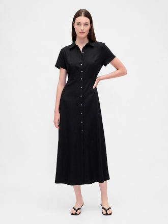 Midi-Hemdkleid aus Leinenmischung