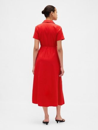 Midi-Hemdkleid aus Leinenmischung