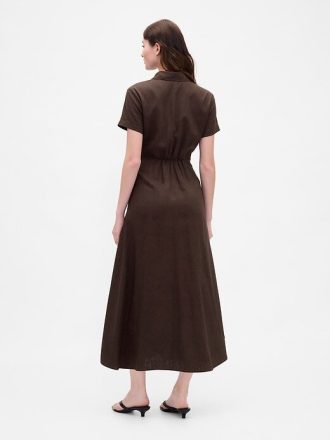 Midi-Hemdkleid aus Leinenmischung