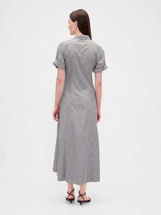 Midi-Hemdkleid aus Popeline mit Rollkragen