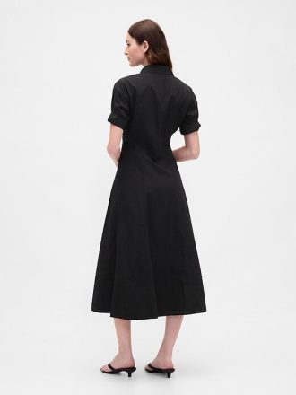 Midi-Hemdkleid aus Popeline mit Rollkragen