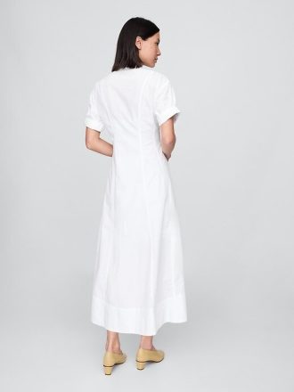 Midi-Hemdkleid aus Popeline mit Rollkragen