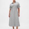 Midi-Hemdkleid aus Popeline mit Rollkragen