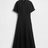 Midi-Hemdkleid aus Popeline mit Rollkragen