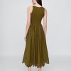 Midikleid aus gemischten Materialien mit Taschentuchsaum