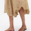 Midikleid aus gemischten Materialien mit Taschentuchsaum